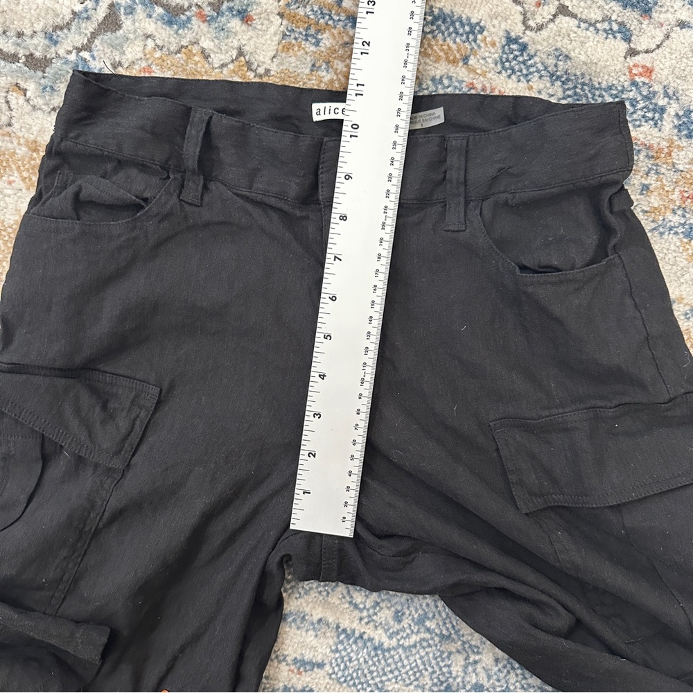 Alice + Olivia CAY BAGGY CARGO LINEN PANT in Black sz 6 - Picture 9 of 11